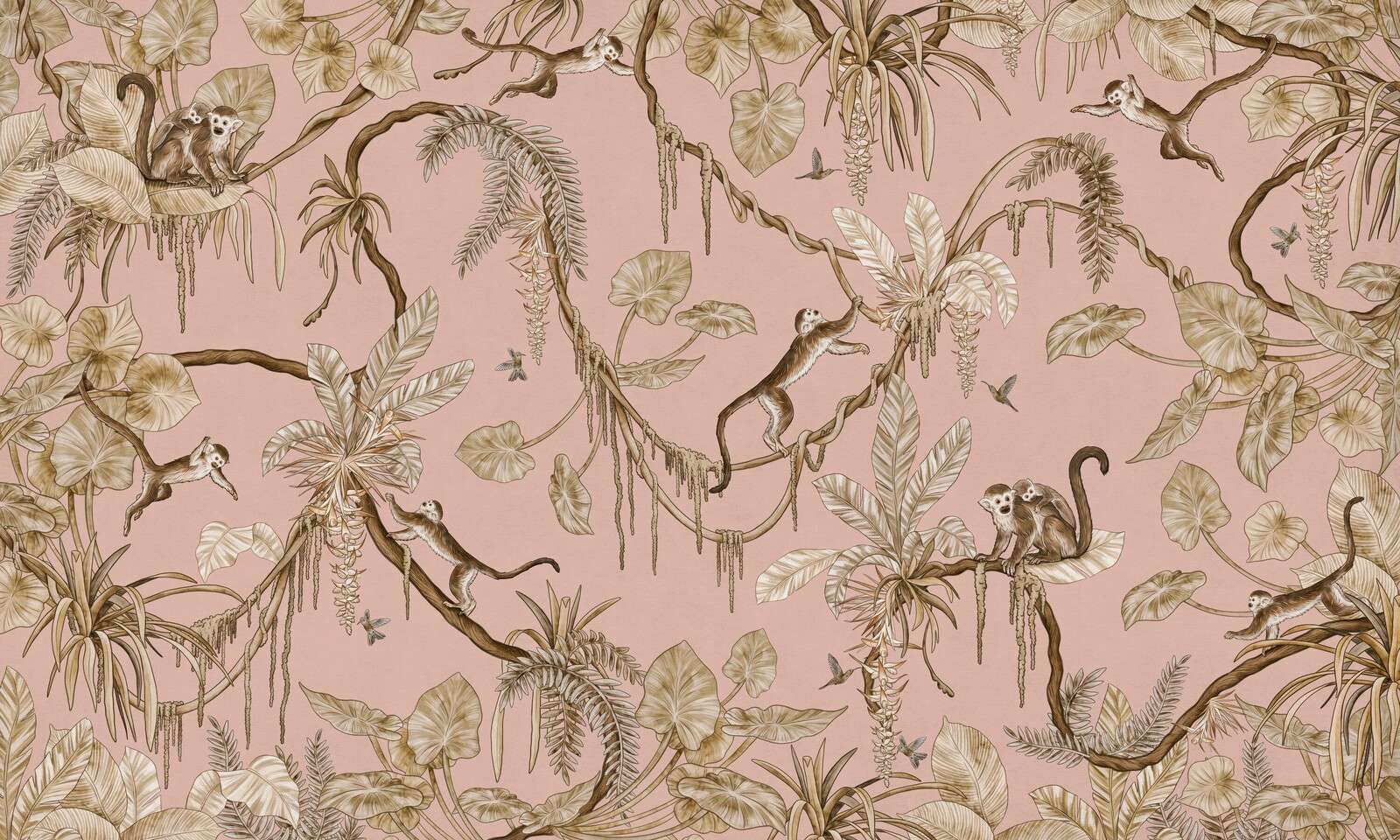 Playful Monkeys - Vintage - Pink