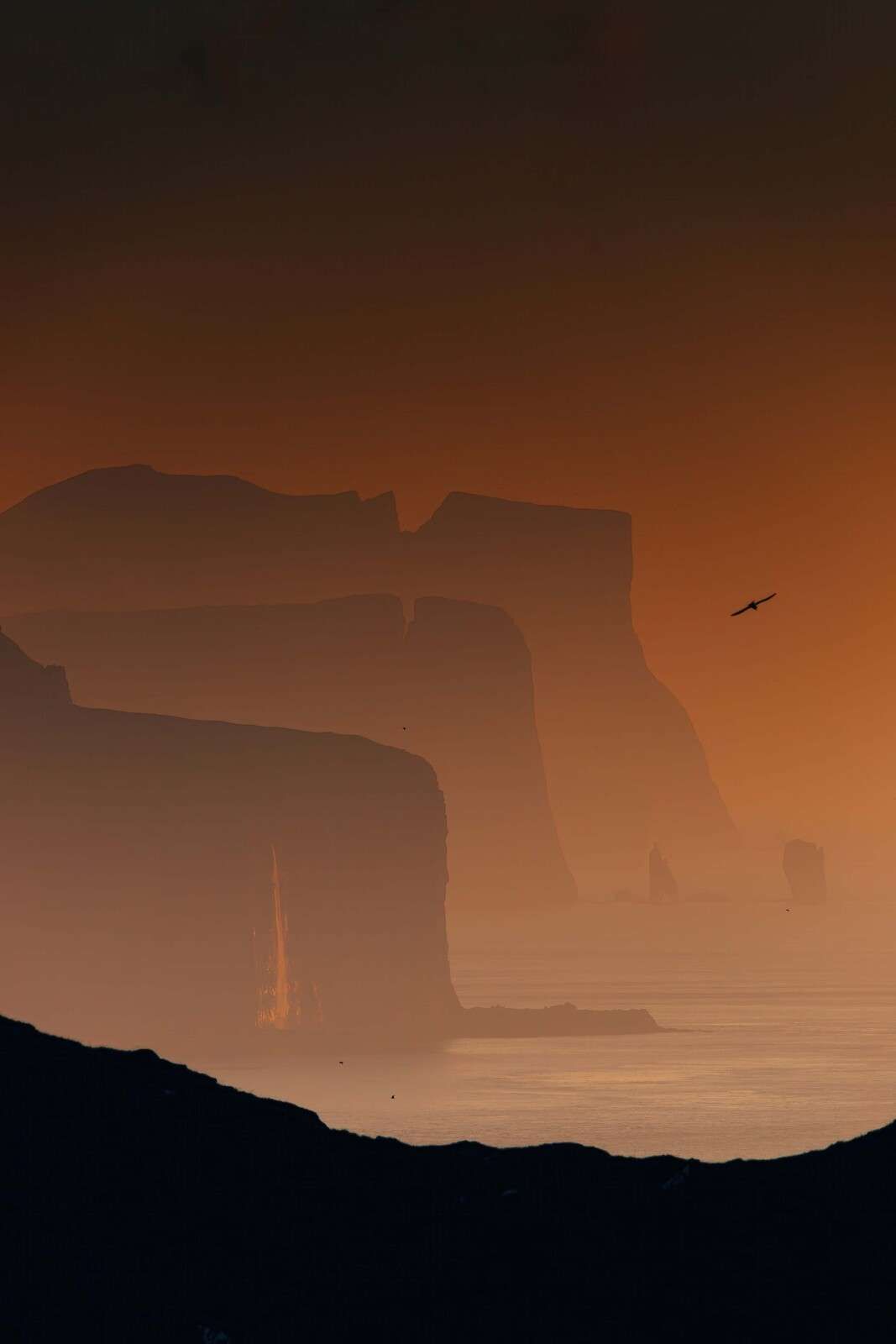 Klippen in feuriger Abendglut