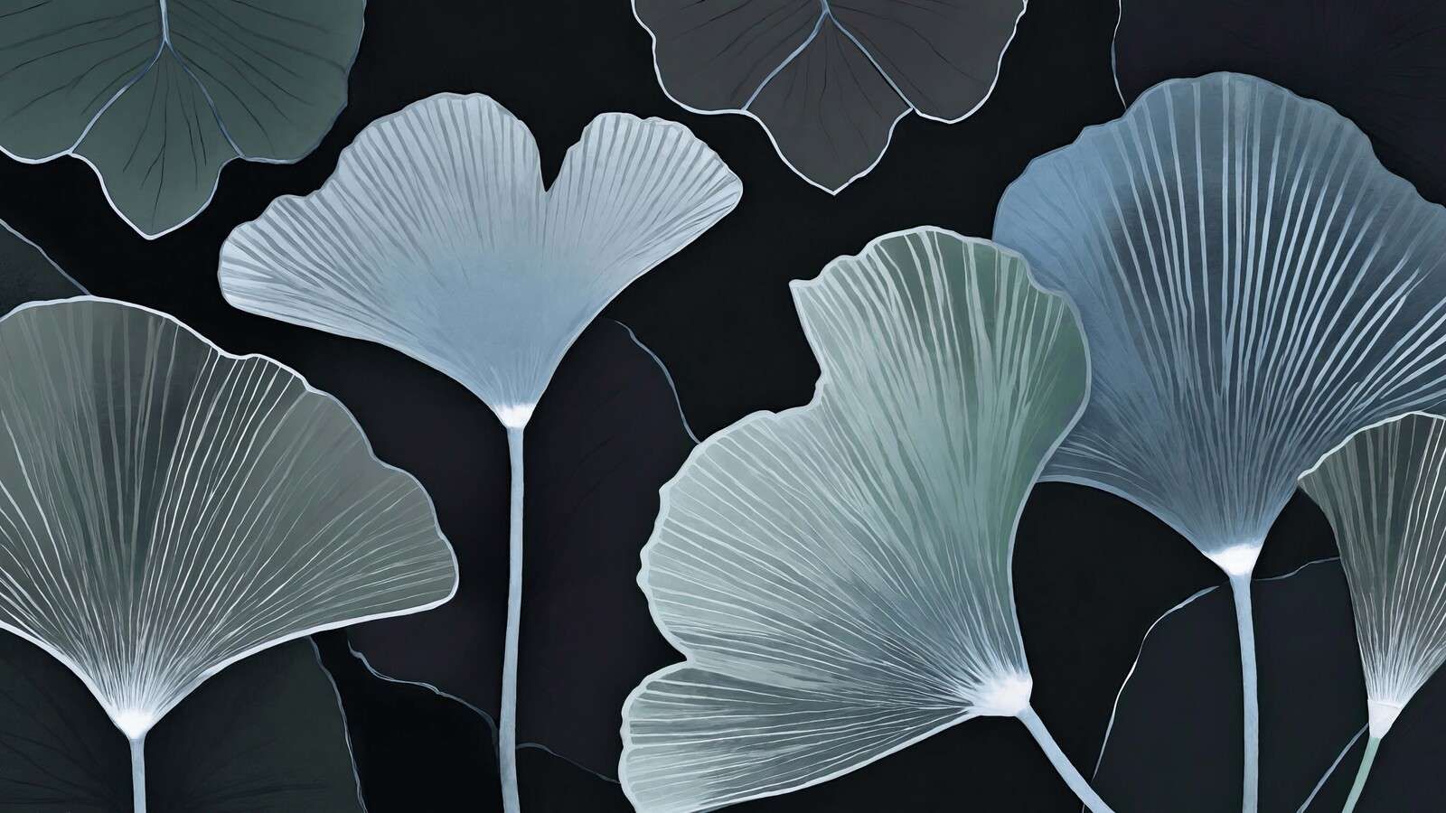 Kühle Ginkgo-Blätter bei Nacht