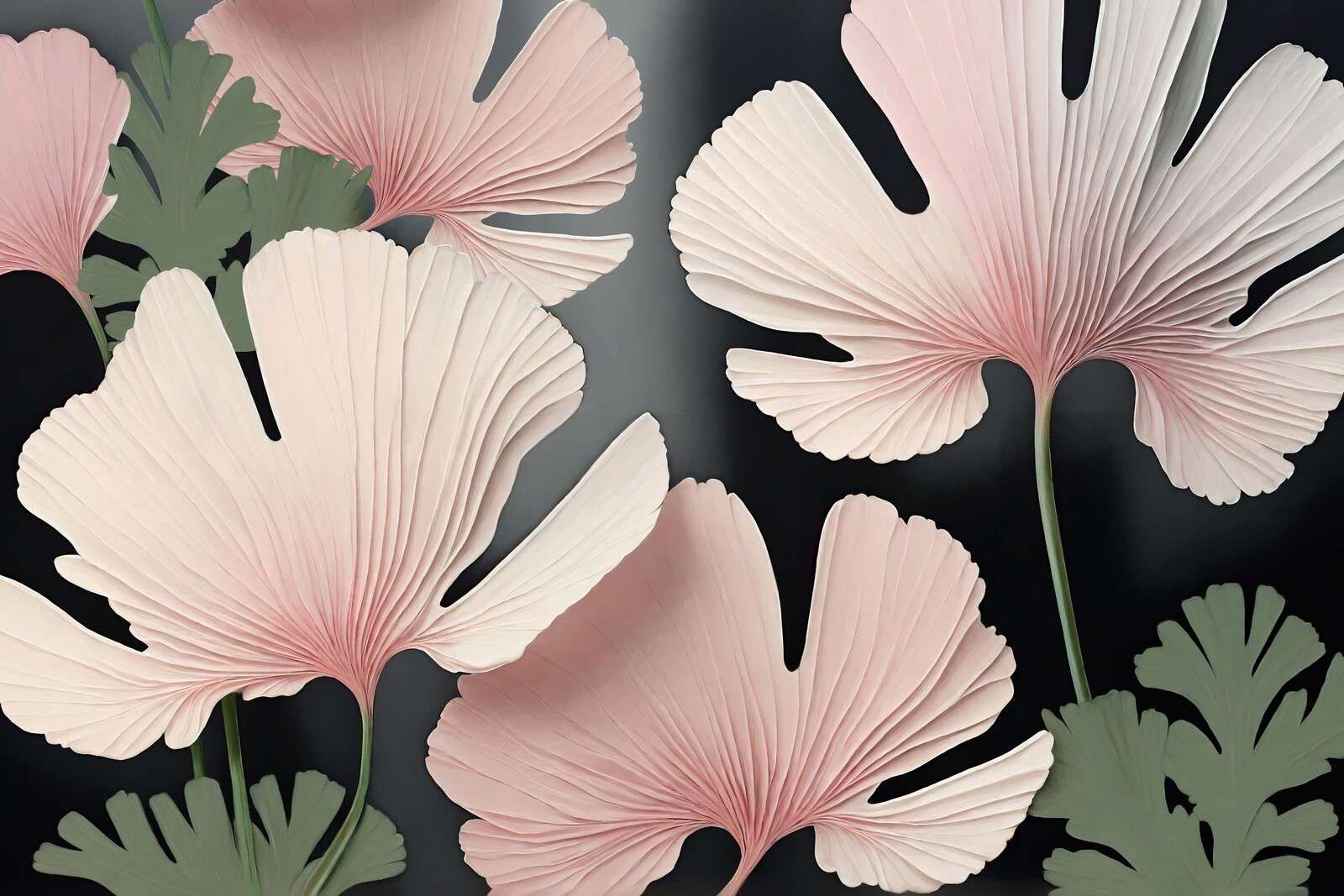 Zarte Ginkgo-Blätter in Blush
