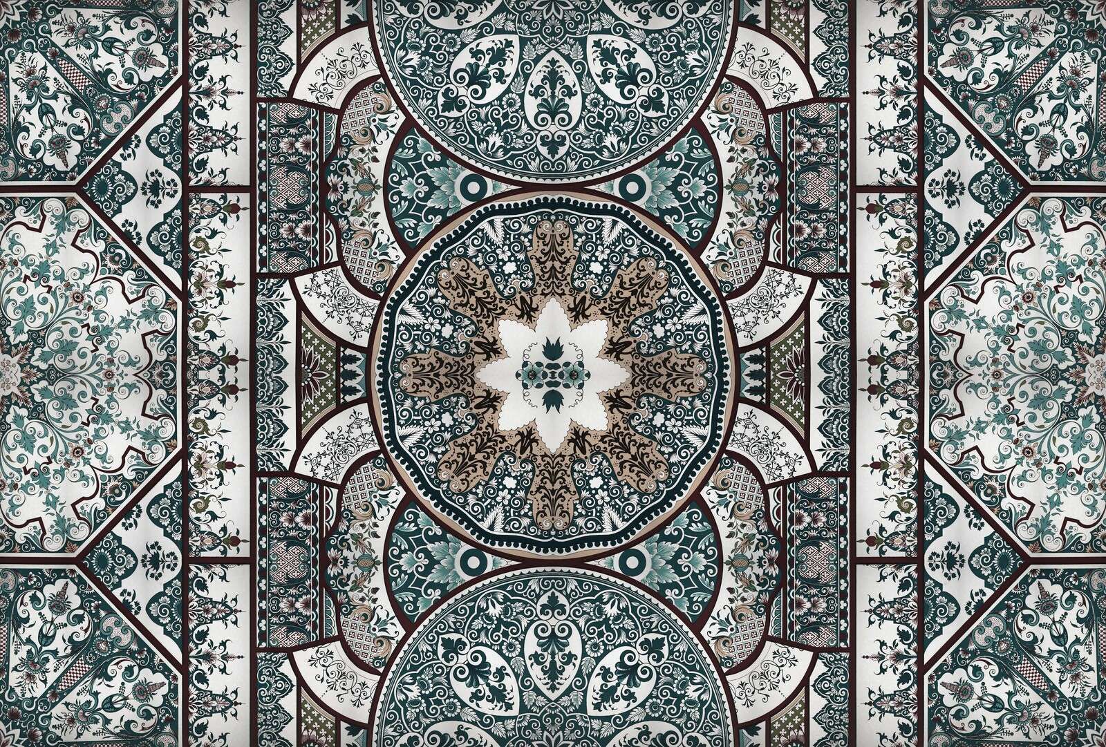 Grüne Ornamente Fliesenmandala