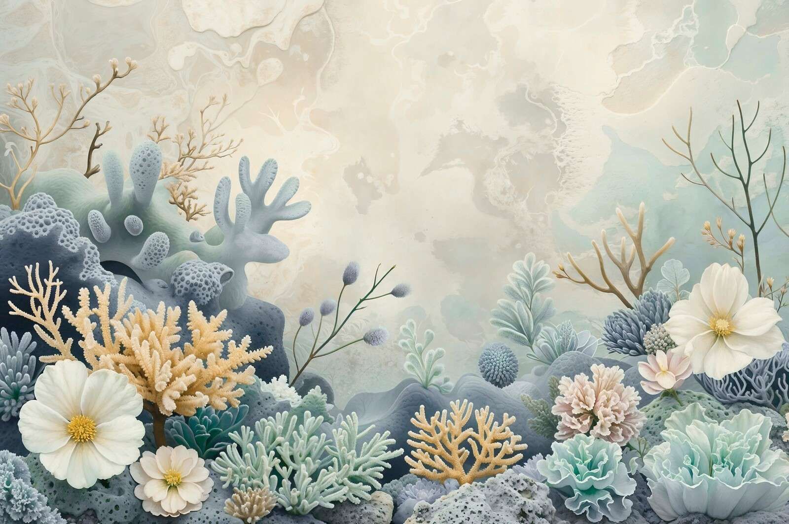 Pastellkorallenriff mit Blumen