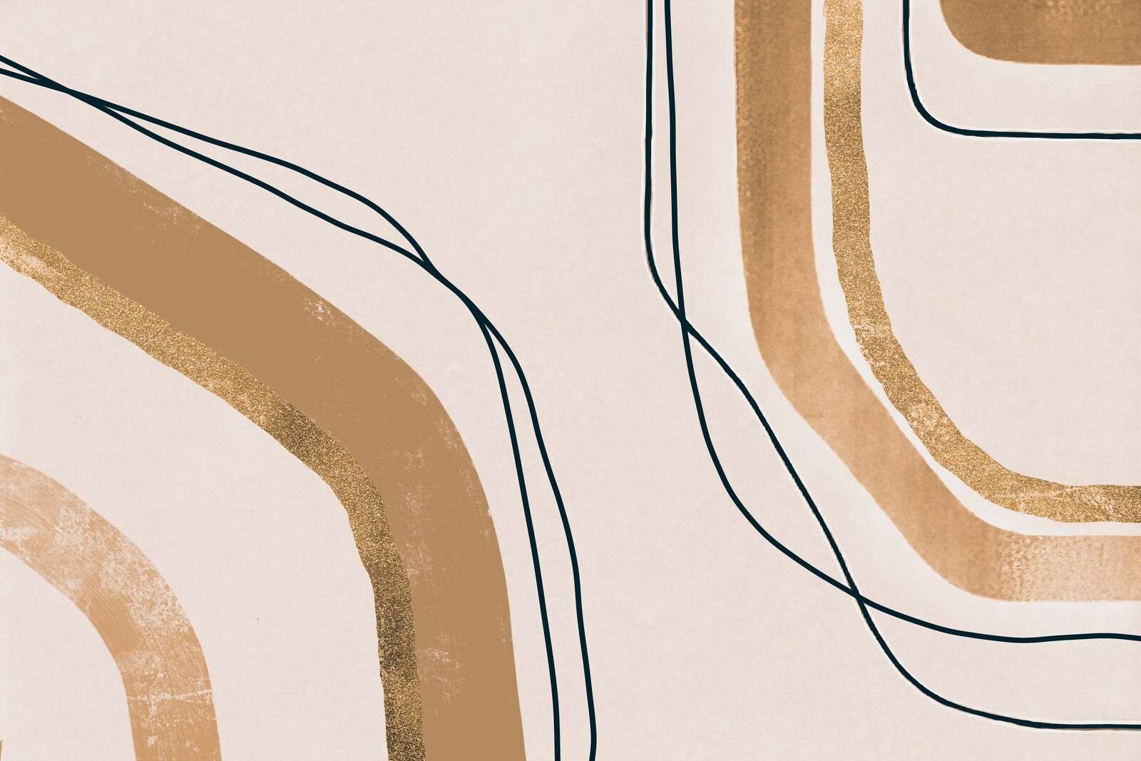 Beruhigende Linien Moderne Mid-Century-Kunst Beige