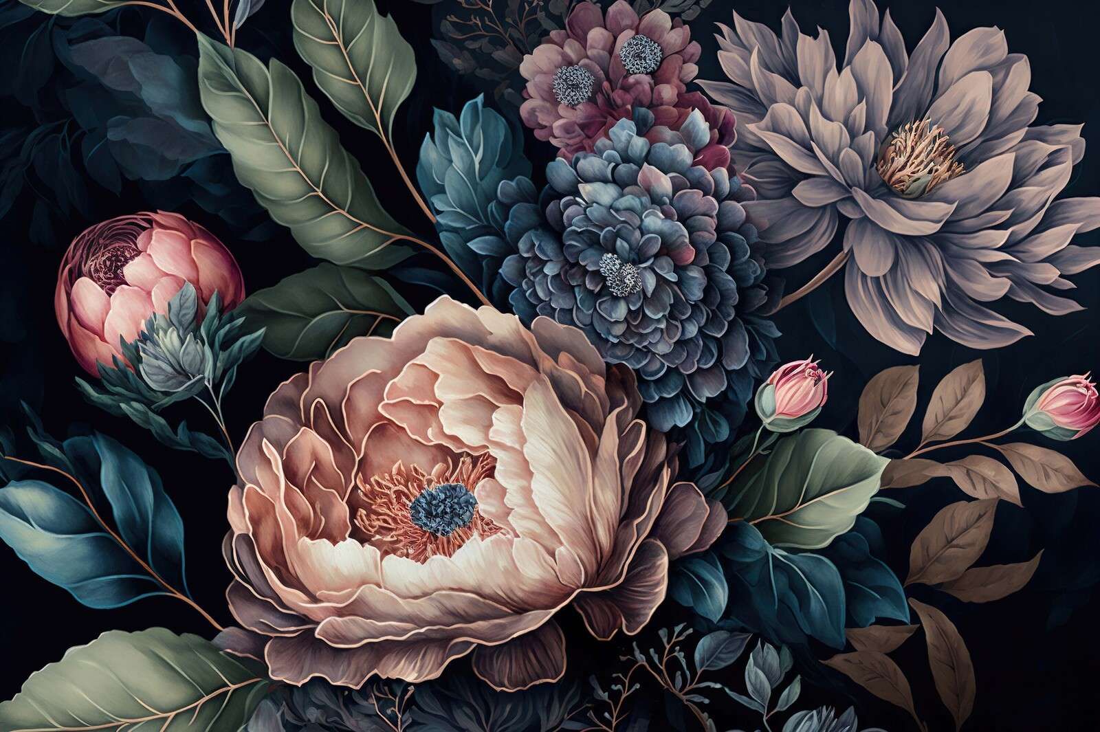 Stimmungsvolle barocke große Blumen