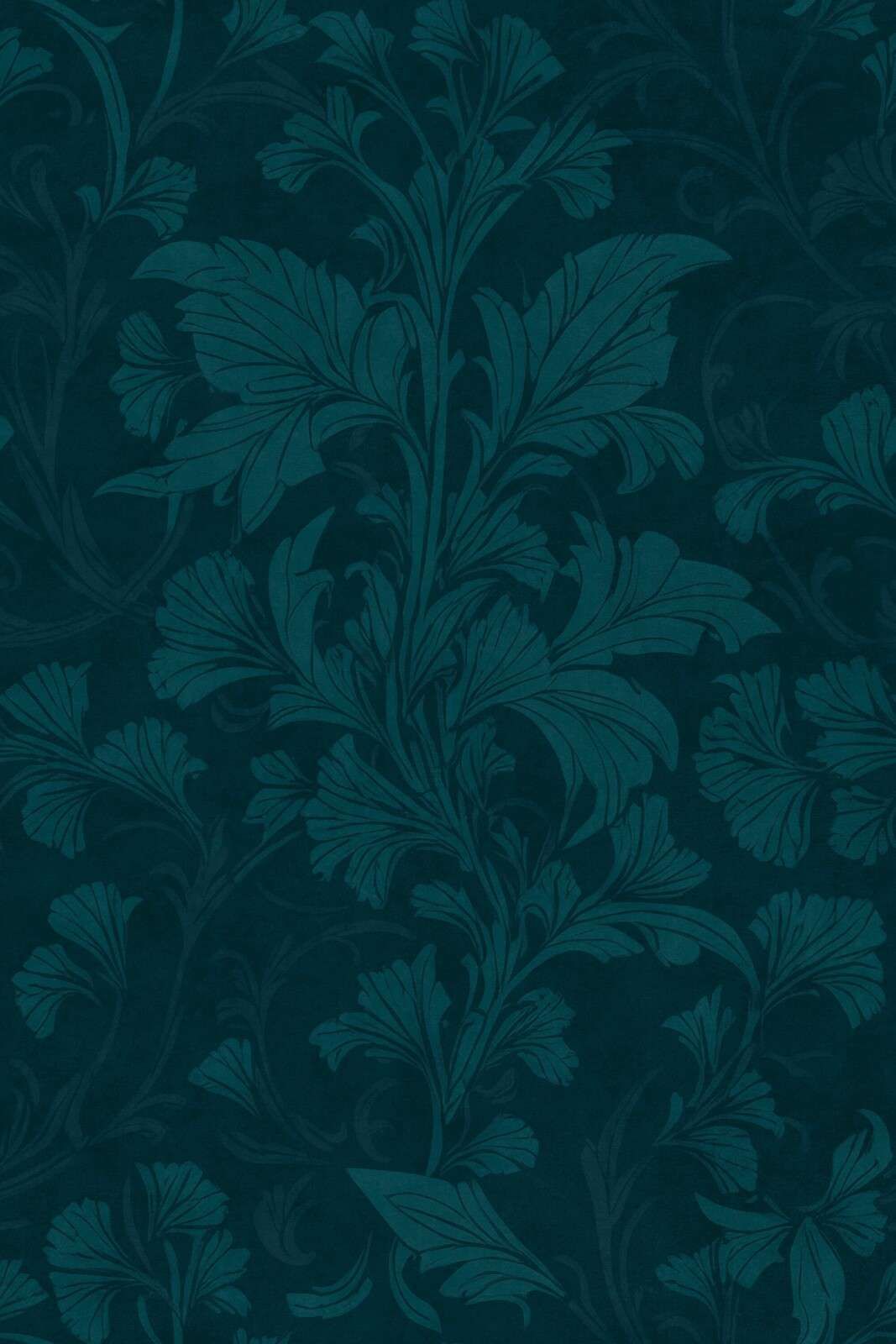 William-Morris-Stil monochromes Ornament-Damastmuster in Smaragd- und Teal-Tönen