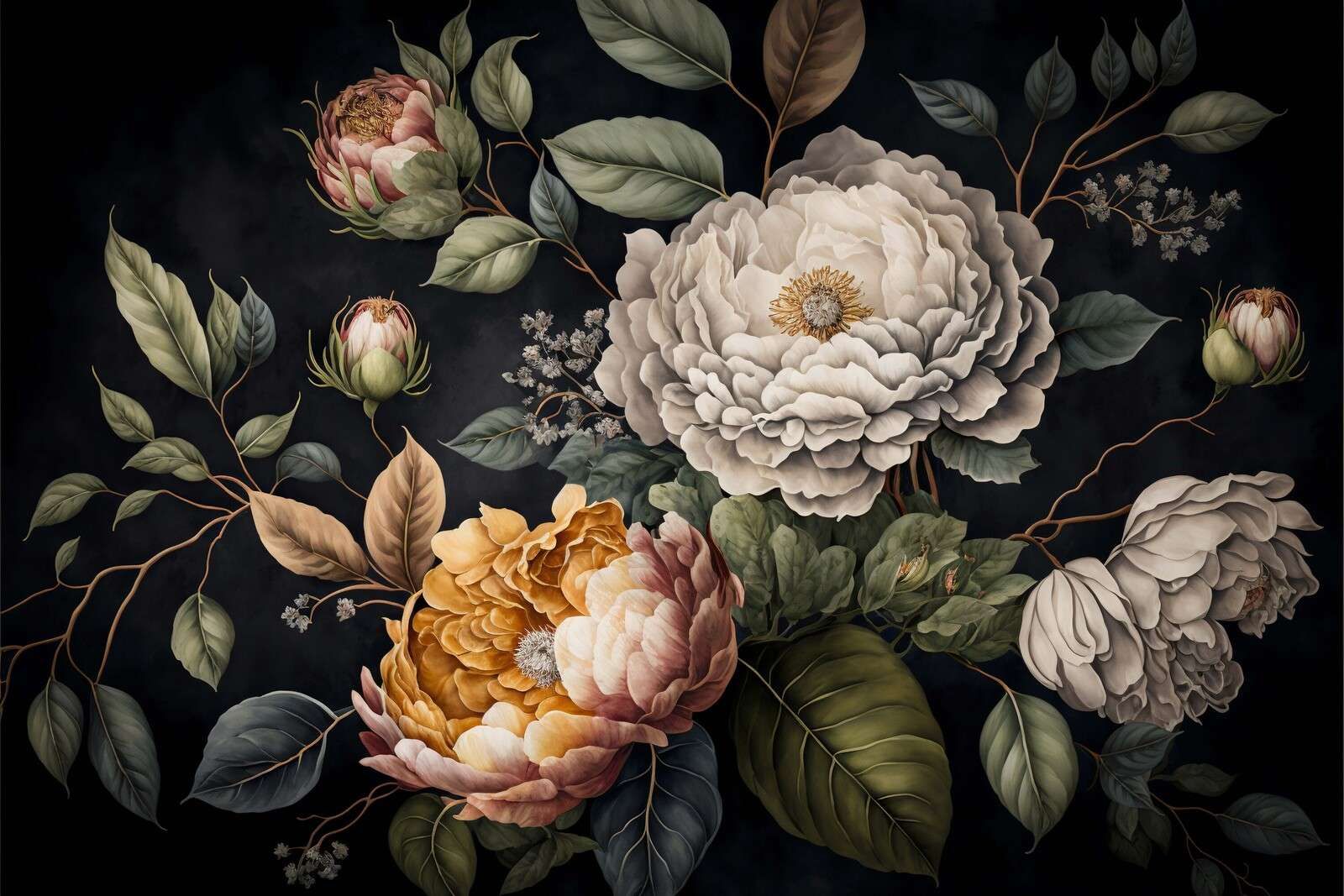 Stimmungsvolles barockes großes Blumenmuster II