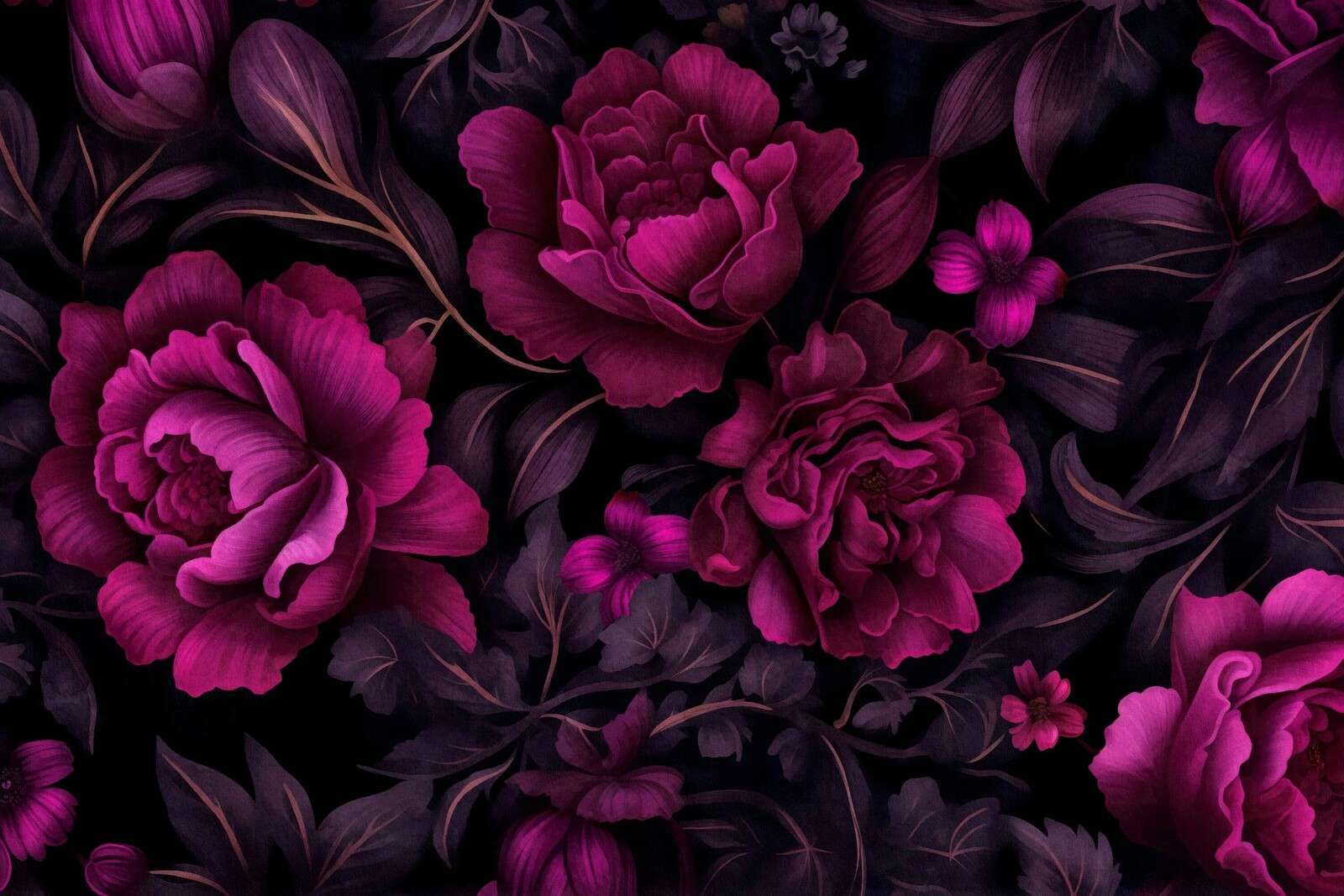 Samtige dunkle stimmungsvolle Blumen in Fuchsia-Pink