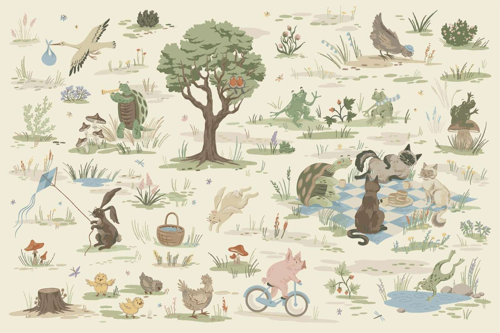 Waldtiere blau gefärbt